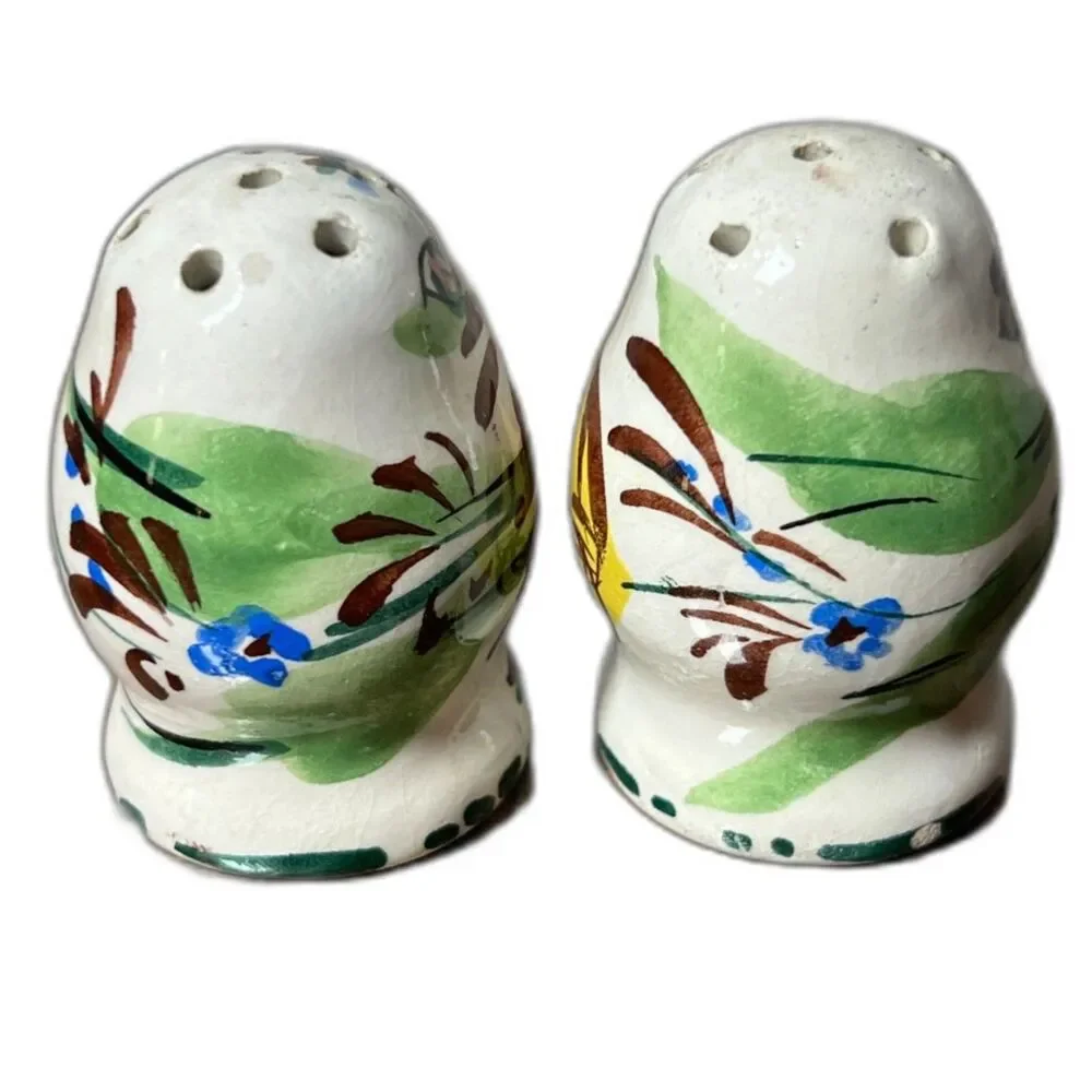 Vintage Nove Italy Hand Painted Salt Pepper Shakers Ceramic Italian Design MCM